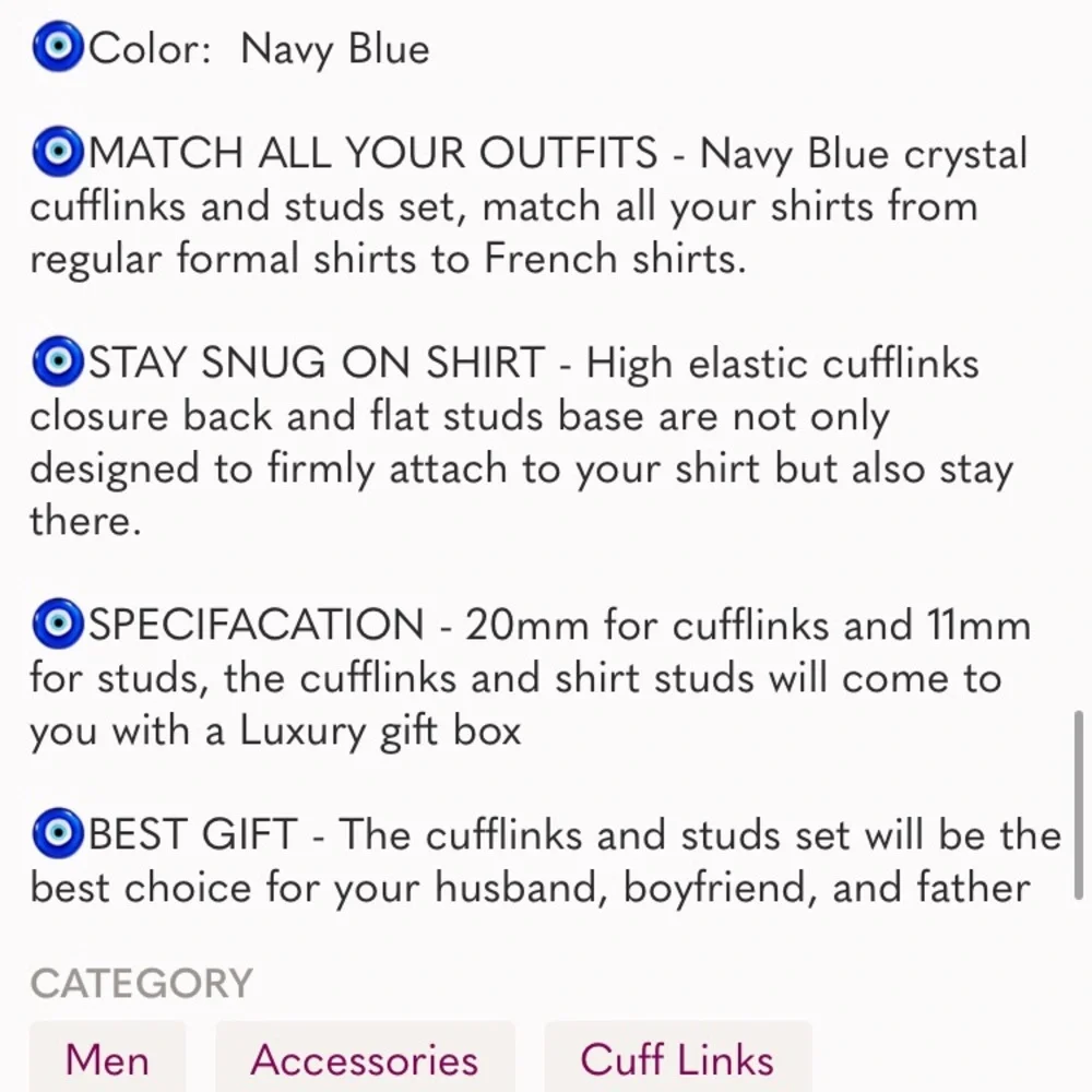Mulit-Colors Crystal Cuff Links and Studs Set for Tuxedo Shirt Wedding